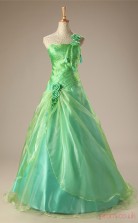 Burgundy Taffeta Organza Ball Gown One Shoulder Sleeveless Prom Ball Gowns(JT4-JMC73)