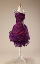 Grape Taffeta Tulle Sheath/Column One Shoulder Sleeveless Cocktail Dress(JT4-JMD119)