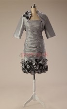Silver Taffeta Sheath/Column Strapless Half Sleeve Two Piece Prom Dresses(JT4-JMD121)