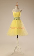 Yellow Tulle Sequined A-line Sweetheart Sleeveless Cocktail Dress(JT4-JMD144)