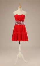 Red Chiffon A-line Sweetheart Sleeveless Cocktail Dress(JT4-JMD163)