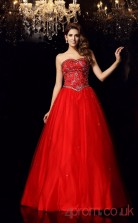 Red Stretch Satin Tulle Sweetheart Floor-length A-line Quincenera Dress(JT2011)
