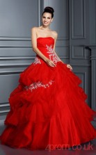 Red Organza Sweetheart Floor-length Ball Gown Quincenera Dress(JT2080)