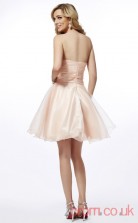 Pearl Pink Chiffon A-line Short Strapless Graduation Dress(JT2149)