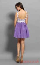 Violet Lace Chiffon A-line Short Sweetheart Graduation Dress(JT2227)