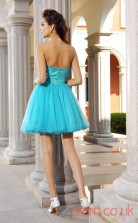 Deep Sky Blue Tulle A-line Mini Sweetheart Graduation Dress(JT2237)