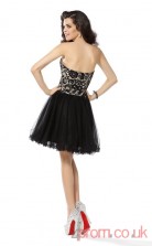 Black Lace Tulle A-line Mini Sweetheart Graduation Dress(JT2247)