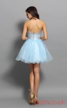 Light Blue Tulle Strenth Satin A-line Mini Sweetheart Graduation Dress(JT2252)