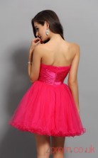 Deep Pink Tulle A-line Mini Strapless Graduation Dress(JT2297)