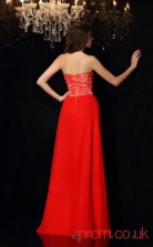 Bright Red Chiffon Lace A-line Floor-length Sweetheart Graduation Dress(JT2332)
