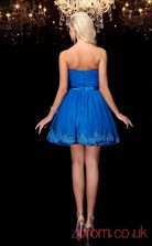 Ocean Blue Tulle A-line Mini Strapless Graduation Dress(JT2399)