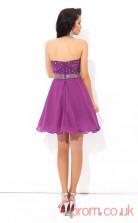 Purple Lace Chiffon A-line Mini Sweetheart Graduation Dress(JT2405)