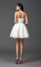 White Lace Satin A-line Mini Sweetheart Graduation Dress(JT2406)