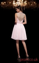 Blushing Pink Chiffon A-line Mini Illusion Graduation Dress(JT2409)