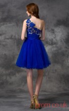Blue Tulle A-line Mini One Shoulder Graduation Dress(JT2420)