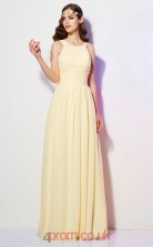 Yellow Chiffon A-line Straps Floor-length Formal Prom Dress(JT2460)