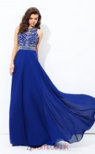 Light Royal Blue Chiffon Jewel Floor-length A-line Prom Dress(JT2519)