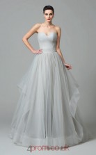 Gray Tulle Sweetheart Floor-length A-line Wedding Formal Dress(JT2549)