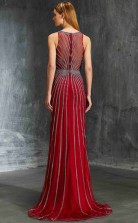 Trumpet/Mermaid Tulle Lace Light Burgundy Jewel Floor-length Evening Dress(JT2632)
