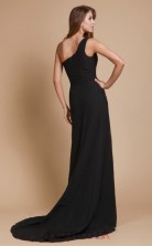 Sheath/Column Chiffon Black One Shoulder Long Formal Prom Dress with Split Side(JT2678)
