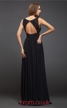 Black Chiffon A-line V-neck Floor-length Prom Formal Dresses(JT2702)