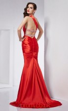 Ruby Charmeuse Trumpet/Mermaid One Shoulder Floor-length Prom Formal Dresses(JT2724)