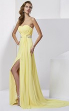 Yellow Chiffon A-line Sweetheart Floor-length Prom Formal Dresses(JT2849)
