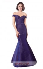 Regency Taffeta Mermaid Off The Shoulder Short Sleeve Long Prom Dress(JT3586)