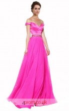 Hot Pink Lace Stretch Satin A-line Off The Shoulder Short Sleeve Long Prom Dress(JT3630)