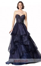 Dark Navy Organza Lace Princess Sweetheart Floor Length Prom Dress(JT3650)