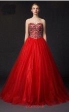 Ruby Tulle A-line Sweetheart Floor Length Prom Dress(JT3660)