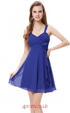 Blue Chiffon A-line Straps Short/Mini Junior Prom Dress(JT3693)