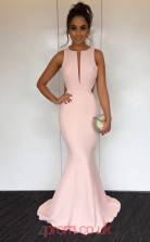 Blushing Pink Satin Jewel Trumpet/Mermaid Floor-length Celebrity Dress(JT3708)