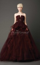 Tulle Strapless Ball Gown Floor-length Sleeveless Prom Dress(PRJT04-0939)