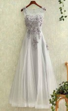 Elegant Tulle Lace Applique Long Prom Dress Evening Dreses JTA4121