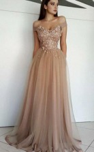 Glamour Off Shoulder Chiffon Prom Evening Dress with Beaded  JTA7461