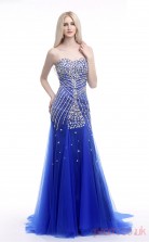 Light Royal Blue Tulle Trumpet/Mermaid Sweetheart Sleeveless Prom Dresses(JT4-LFDZC006)