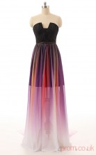 Gradient Chiffon Tulle A-line Strapless Sleeveless Evening Dresses(JT4-LFDZC0014)