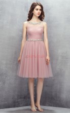 Nude Tulle Sequined A-line Bateau Sleeveless Cocktail Dress(JT4-LFDZD141)