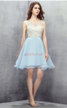 Sky Blue Tulle Sequined A-line Scoop Sleeveless Cocktail Dress(JT4-LFDZD142)