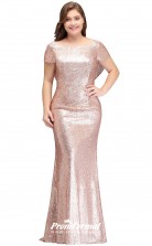Rose Gold Long Short Sleeve Square Bridesmaid/Party Dresses PPBD001