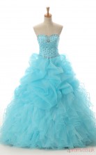 Blue Organza Satin Ball Gown Sweetheart Sleeveless Prom Ball Gowns(JT4-PPQ03)