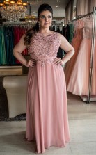 Nude Pink Chiffon A-line Bateau Sleeveless Floor-length Plus Size Prom Dress(PRPSD04-104)