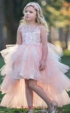 Cute High Low Pink Kids Girls Prom Dress ACH007