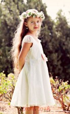 Cute Short Scoop Lace Flower Girl Dresses With Sweetheart Back BCH003