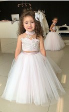 Lovely High Neck Kids Baby Girls 2 Piece Communion Dresses Toddler Prom Dress Aged 2 - 8 Years Old CHK176