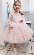 Special Offer! Toddlers Baby Girls Long Sleeved Polka Dots Formal Dress Birthday Party Dress 2-13 Years With Bows CHK183