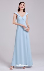 Sky Blue V-neck Bridesmaid Dresses 4MBD033