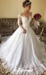 Ball Gown Off-the-Shoulder Long Sleeves Lace Wedding Dresses BWD146
