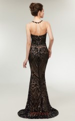 Mermaid Black Sequined Illusion Long Prom Dresses XH-C0014